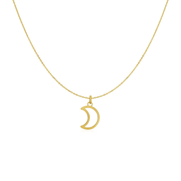 14k Yellow Gold Necklace with Moon - 18" - Apparel & Accessories