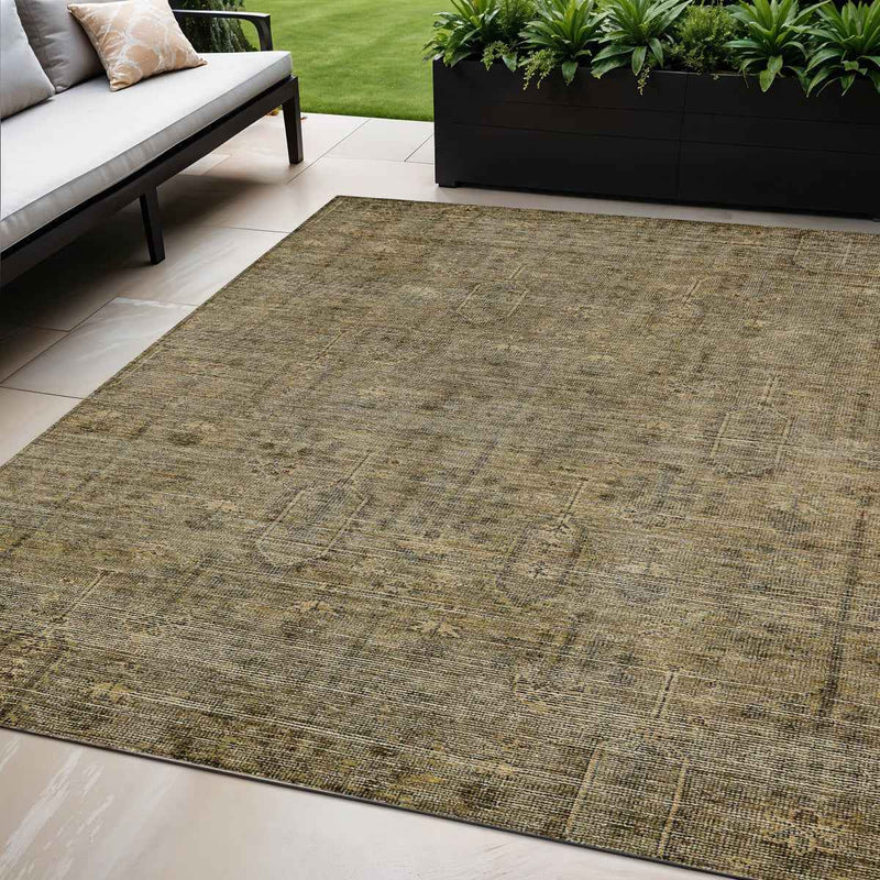 5' X 8' Brown And Beige Southwestern Washable Indoor Outdoor Area Rug