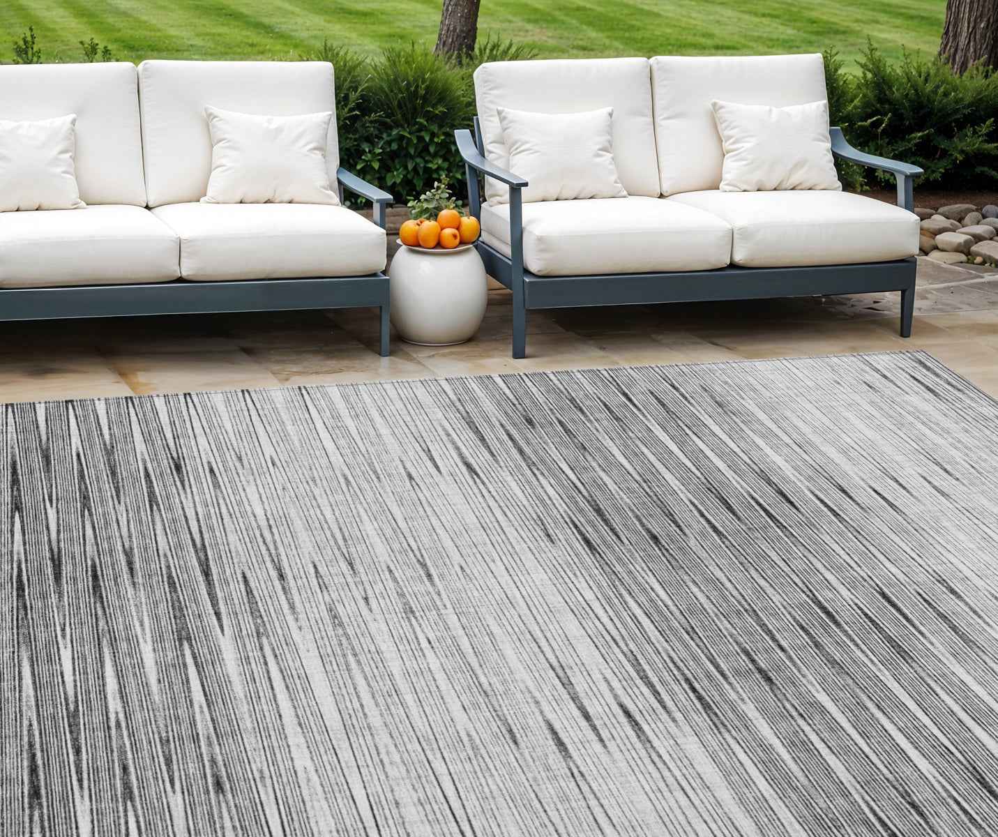 10' X 14' Gray And Charcoal Abstract Washable Indoor Outdoor Area Rug