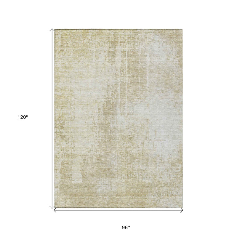 8' X 10' Beige And Taupe Abstract Washable Indoor Outdoor Area Rug