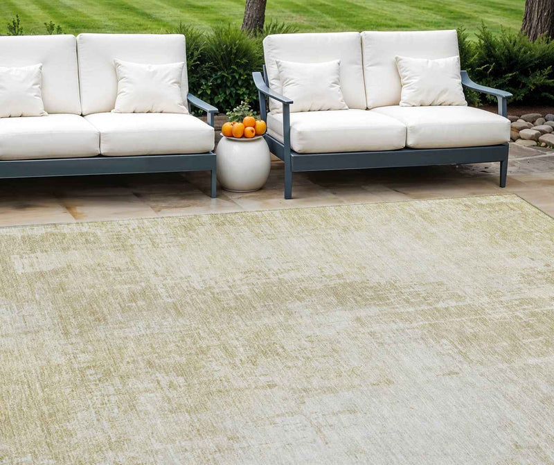 8' X 10' Beige And Taupe Abstract Washable Indoor Outdoor Area Rug