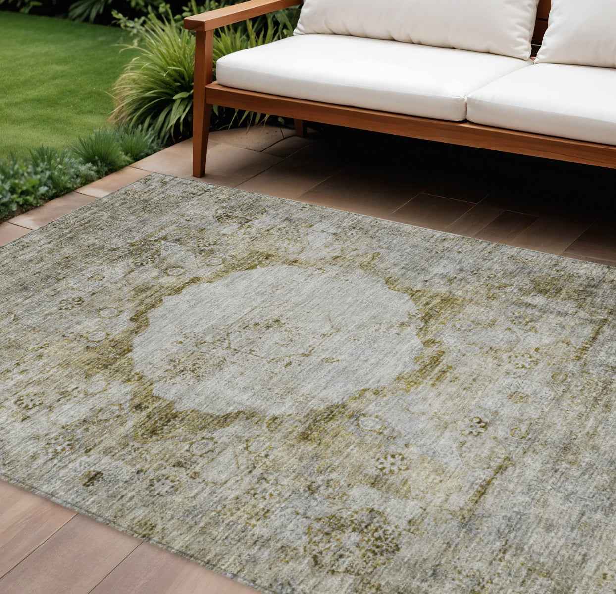 9' X 12' Taupe Brown And Gray Oriental Washable Indoor Outdoor Area Rug