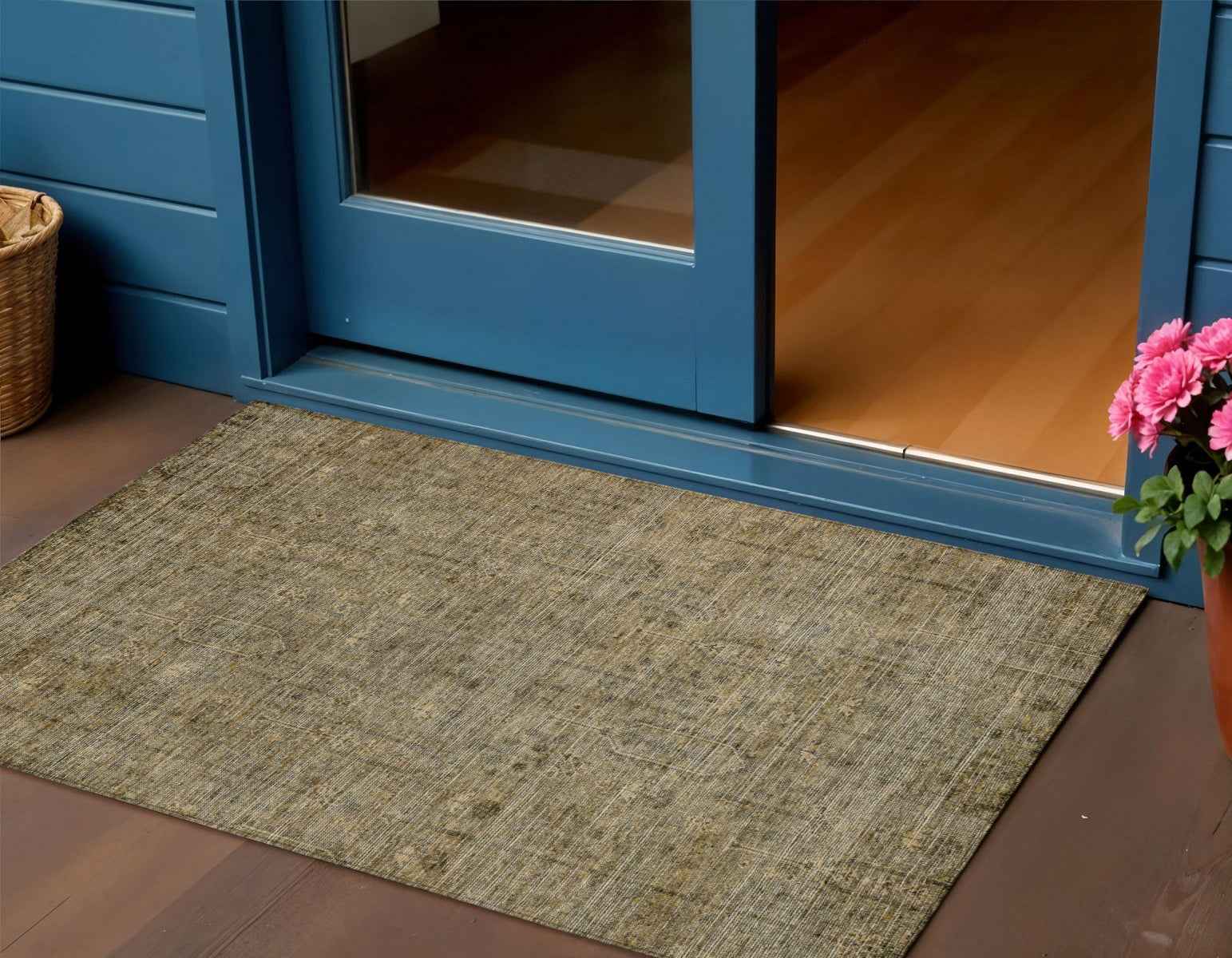 3' X 5' Brown And Beige Southwestern Washable Indoor Outdoor Area Rug