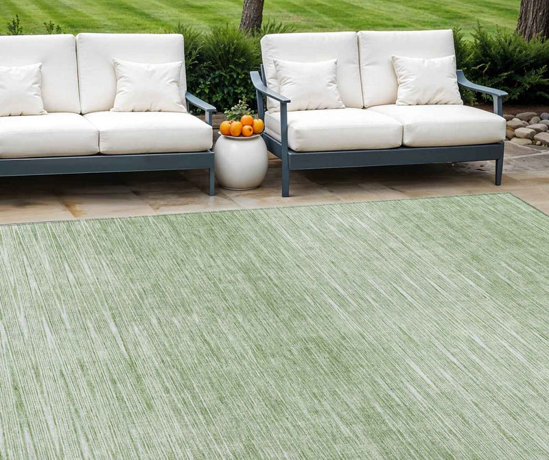 8' X 10' Artichoke Green And Green Abstract Washable Indoor Outdoor Area Rug