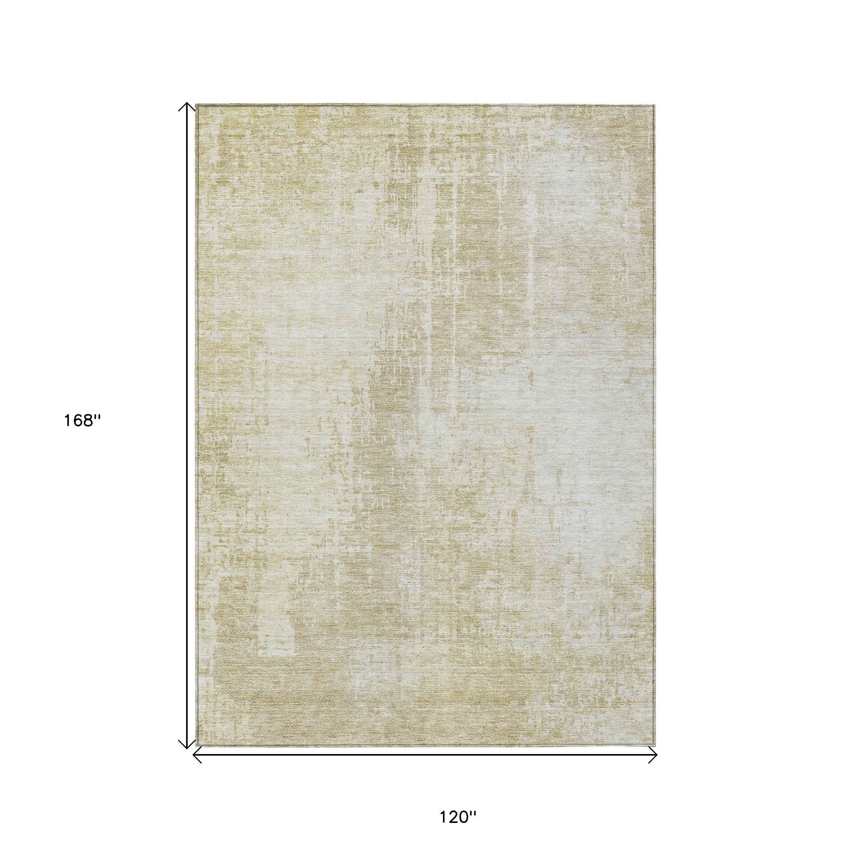 10' X 14' Beige And Taupe Abstract Washable Indoor Outdoor Area Rug