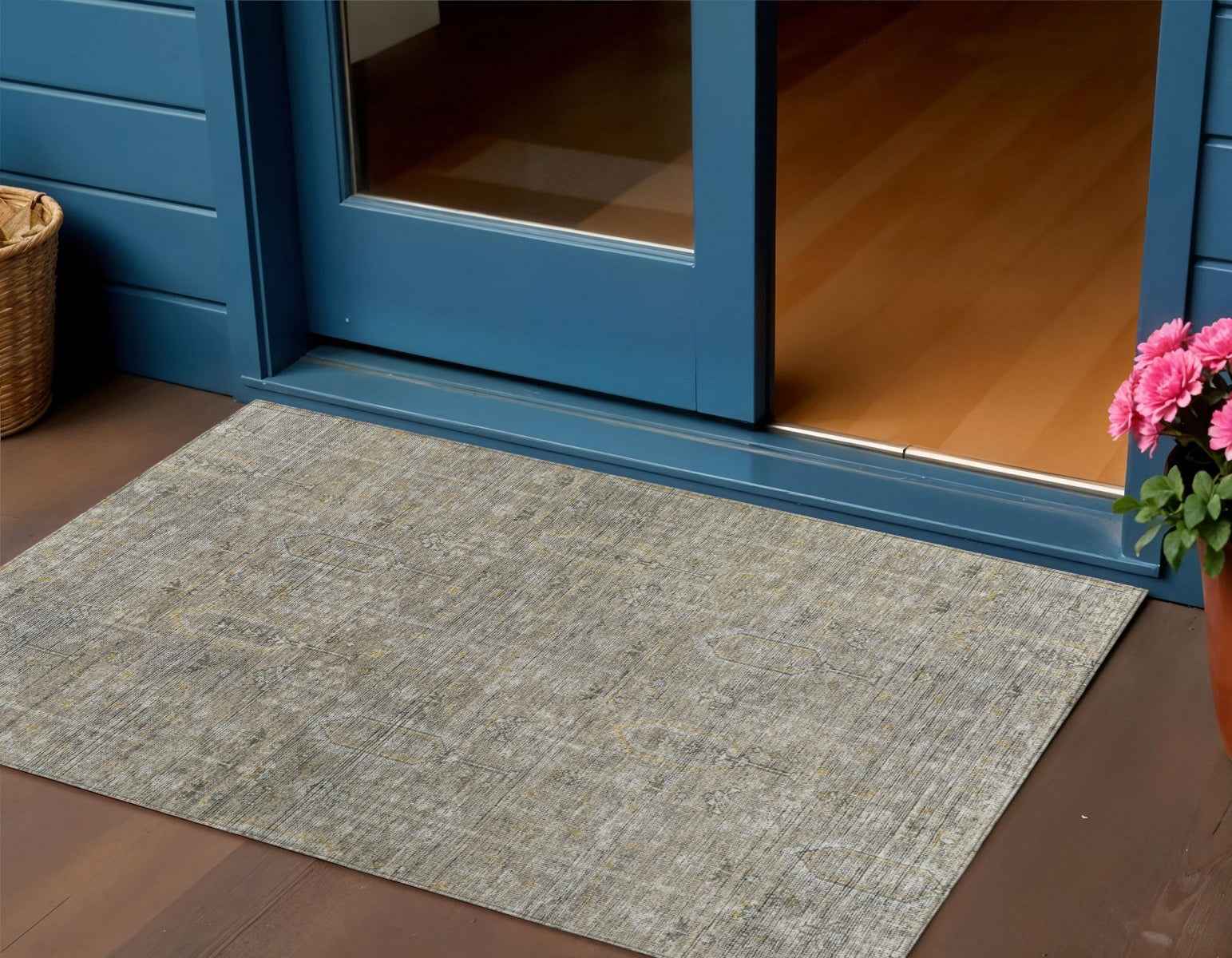 3' X 5' Taupe Gray And Beige Southwestern Washable Indoor Outdoor Area Rug