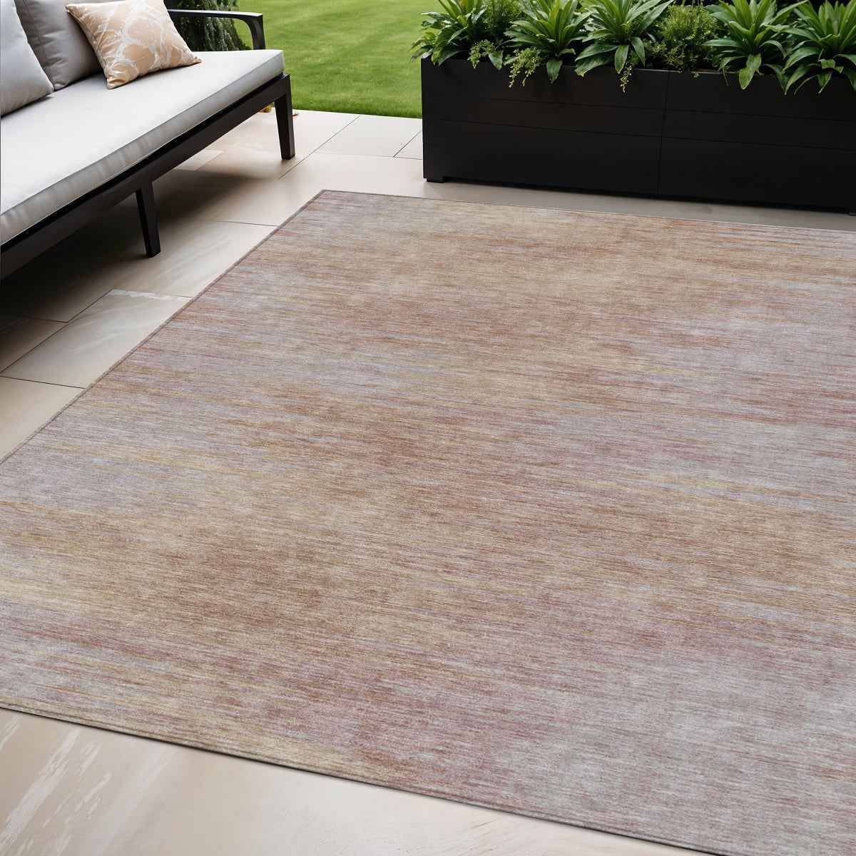 5' X 8' Merlot And Beige Abstract Washable Indoor Outdoor Area Rug