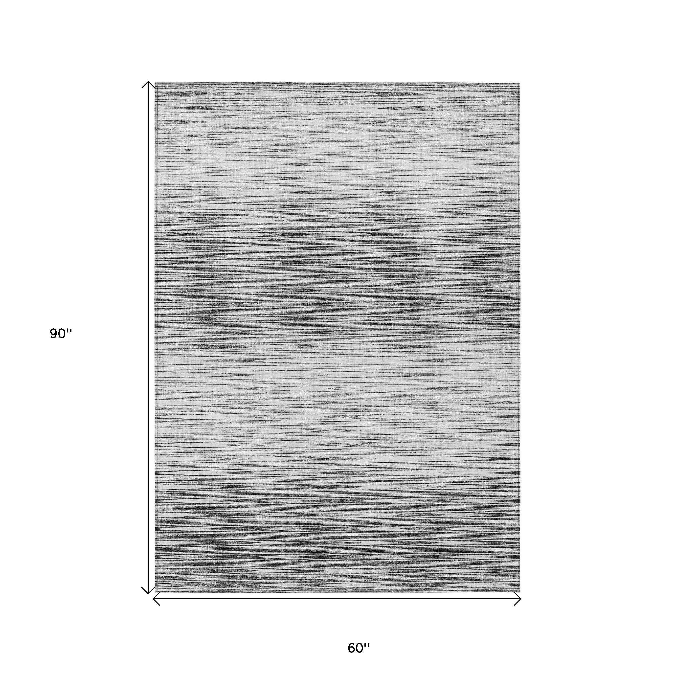 5' X 8' Gray And Charcoal Abstract Washable Indoor Outdoor Area Rug