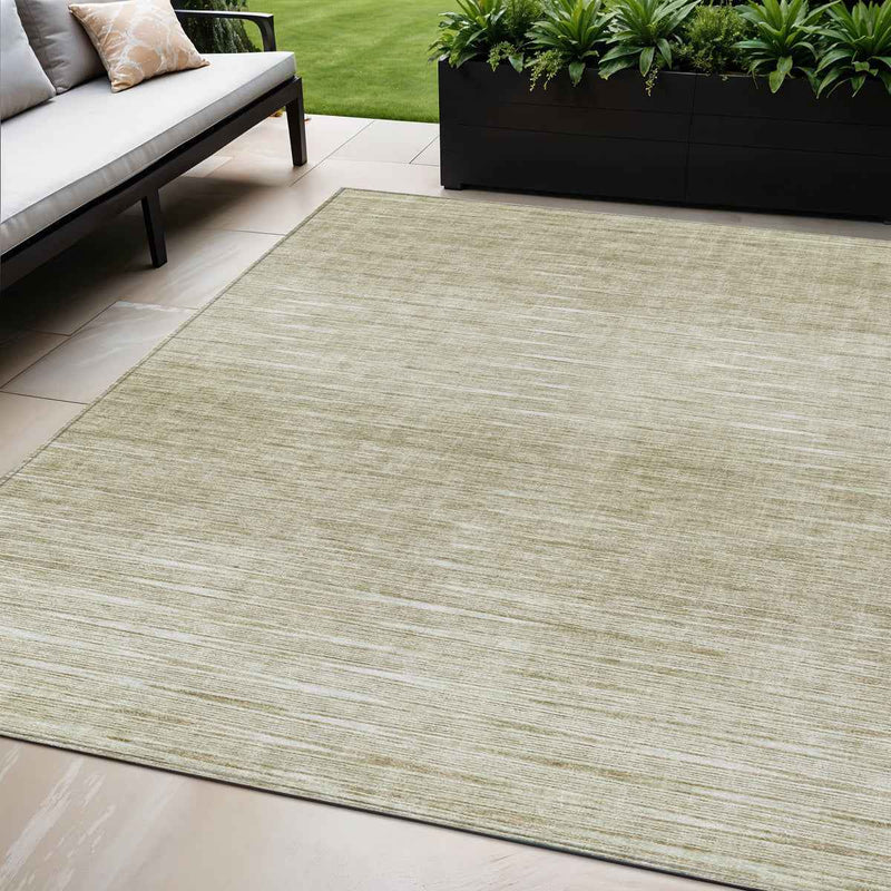 5' X 8' Khaki And Beige Abstract Washable Indoor Outdoor Area Rug