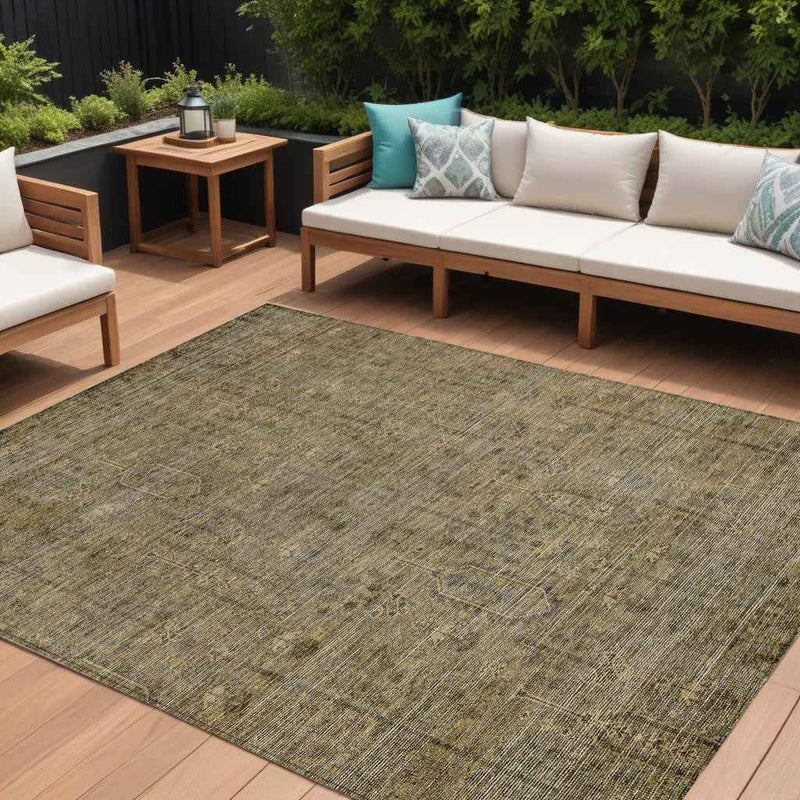 8' X 10' Brown And Beige Southwestern Washable Indoor Outdoor Area Rug