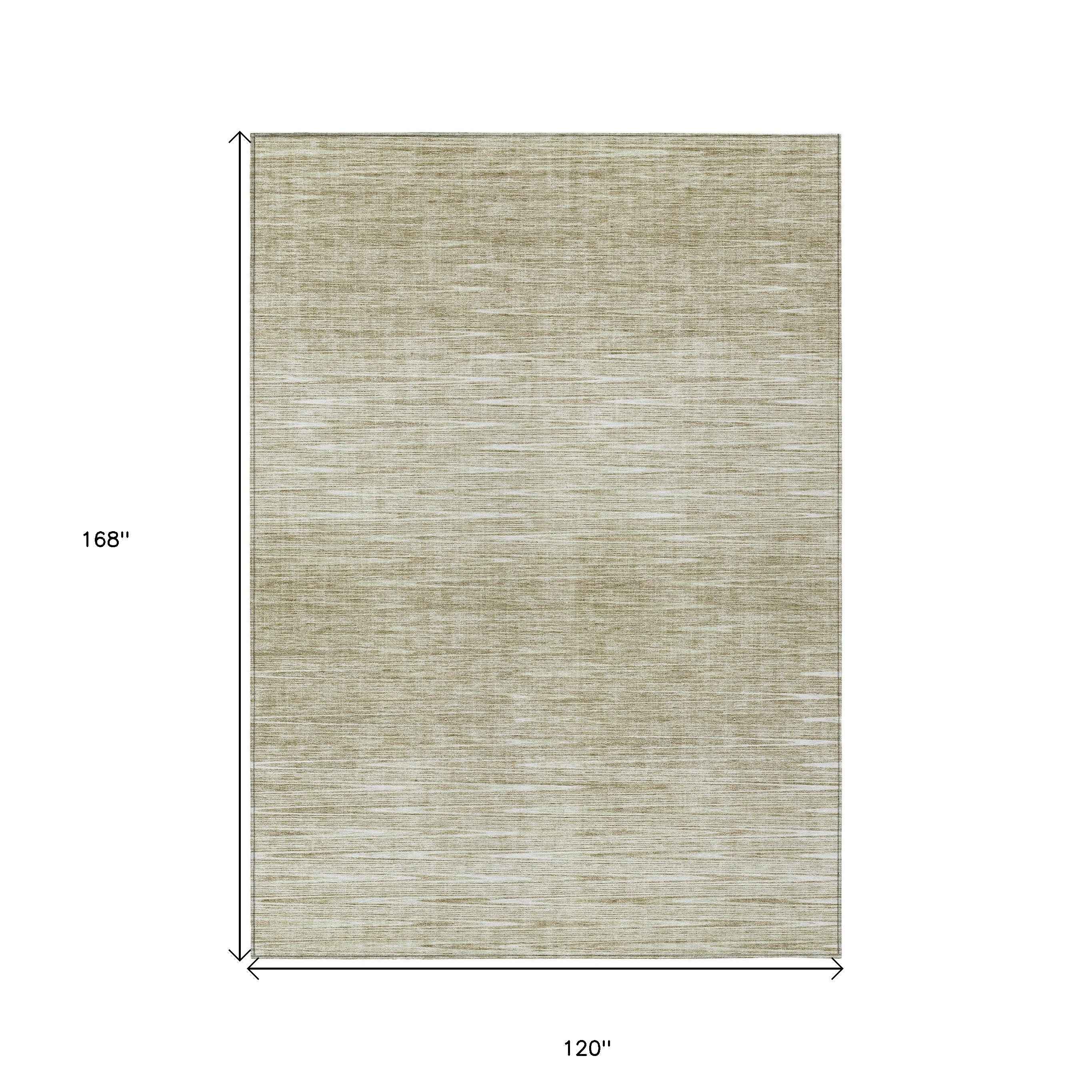 10' X 14' Khaki And Beige Abstract Washable Indoor Outdoor Area Rug