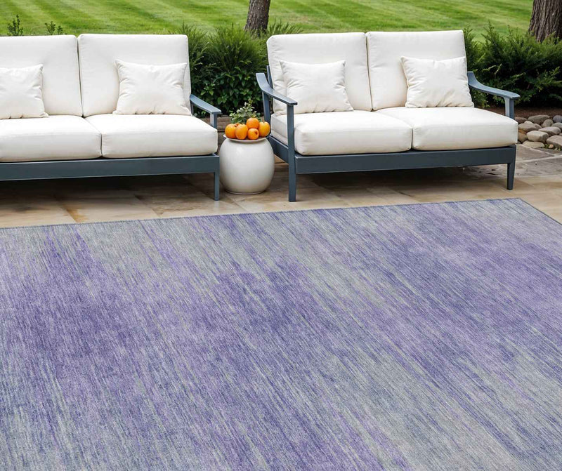 9' X 12' Plum And Purple Abstract Washable Indoor Outdoor Area Rug