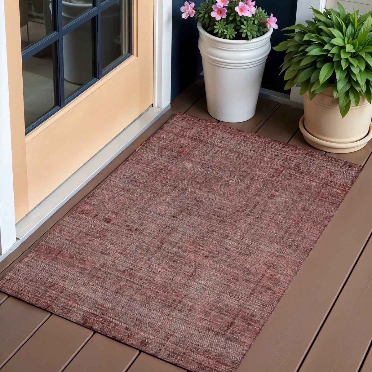 3' X 5' Orange And Copper Southwestern Washable Indoor Outdoor Area Rug