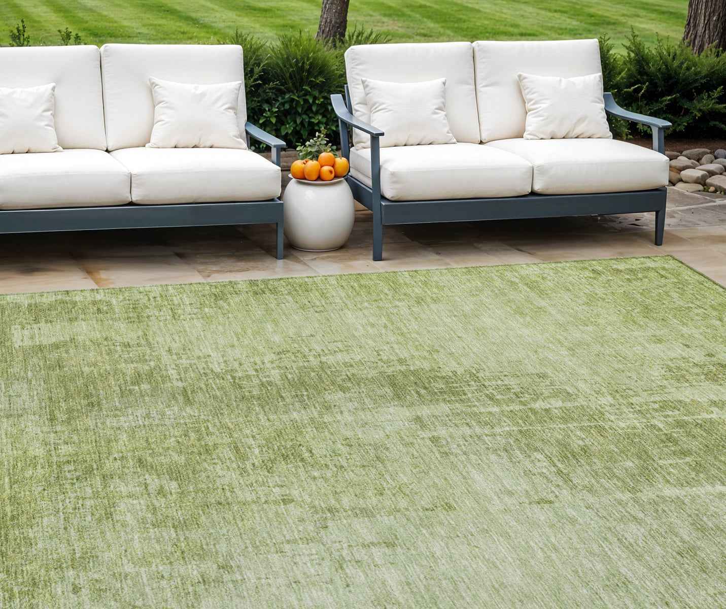 8' X 10' Sage And Green Abstract Washable Indoor Outdoor Area Rug