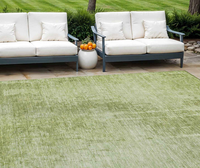 8' X 10' Sage And Green Abstract Washable Indoor Outdoor Area Rug