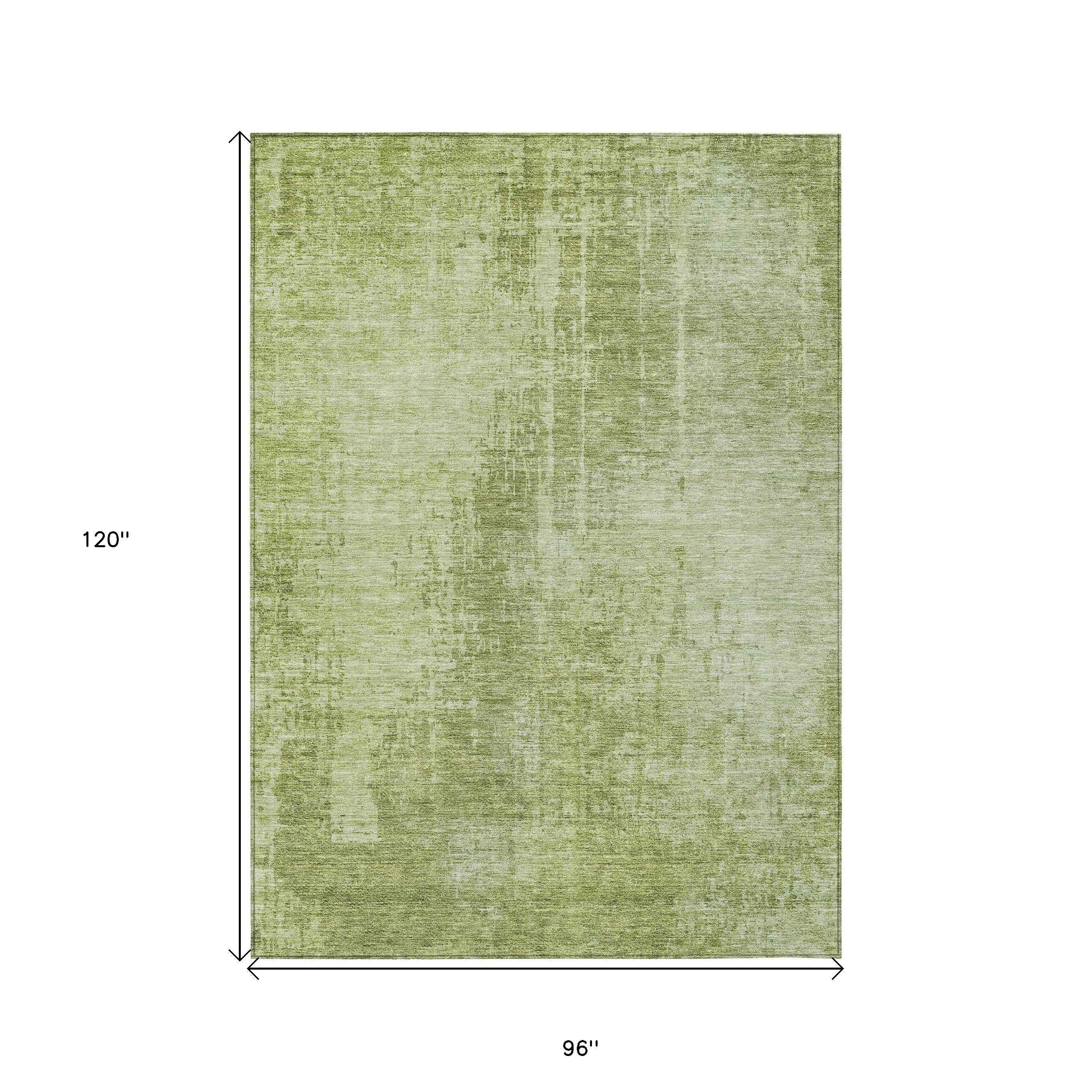 8' X 10' Sage And Green Abstract Washable Indoor Outdoor Area Rug