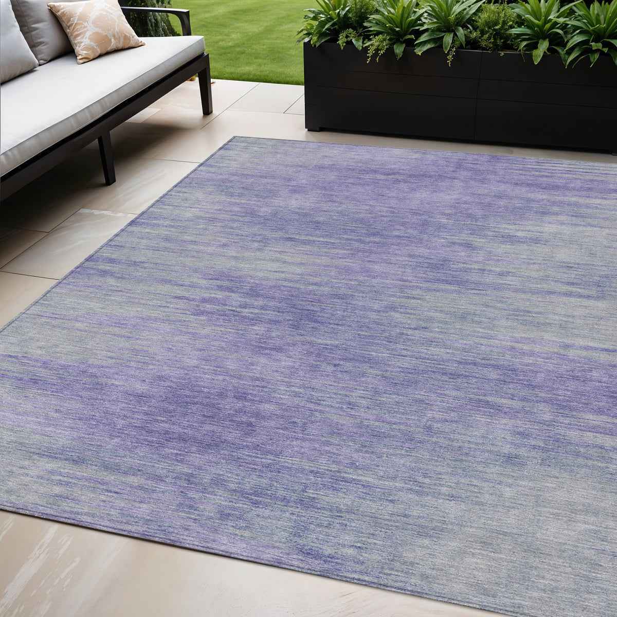 5' X 8' Plum And Purple Abstract Washable Indoor Outdoor Area Rug