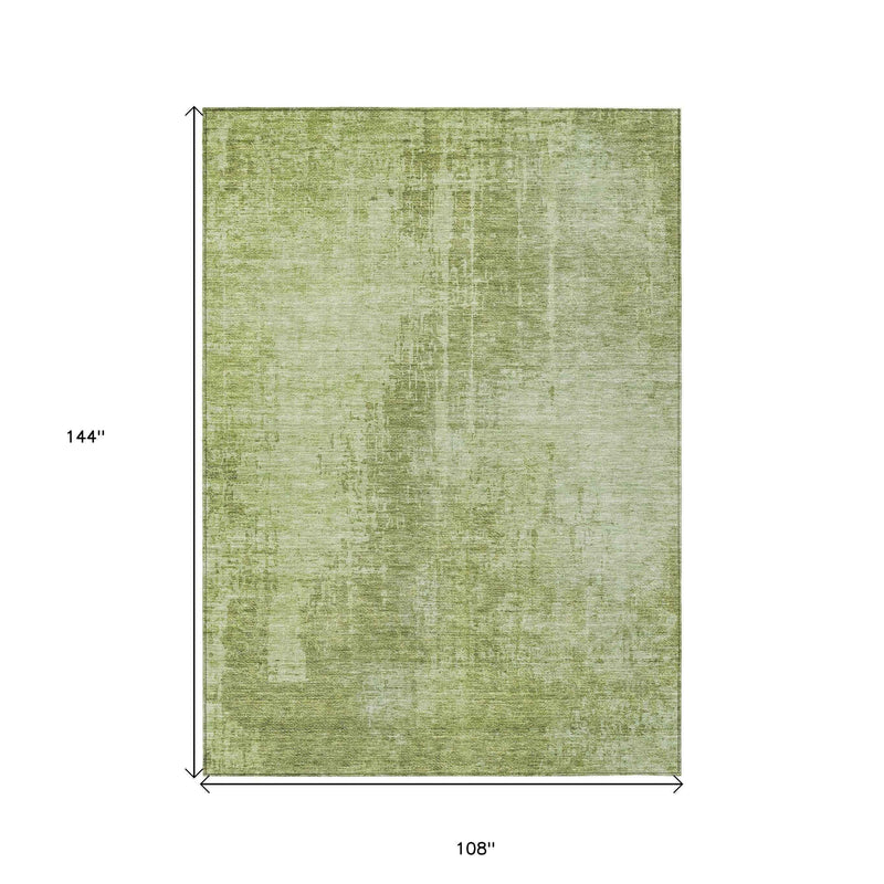 9' X 12' Sage And Green Abstract Washable Indoor Outdoor Area Rug