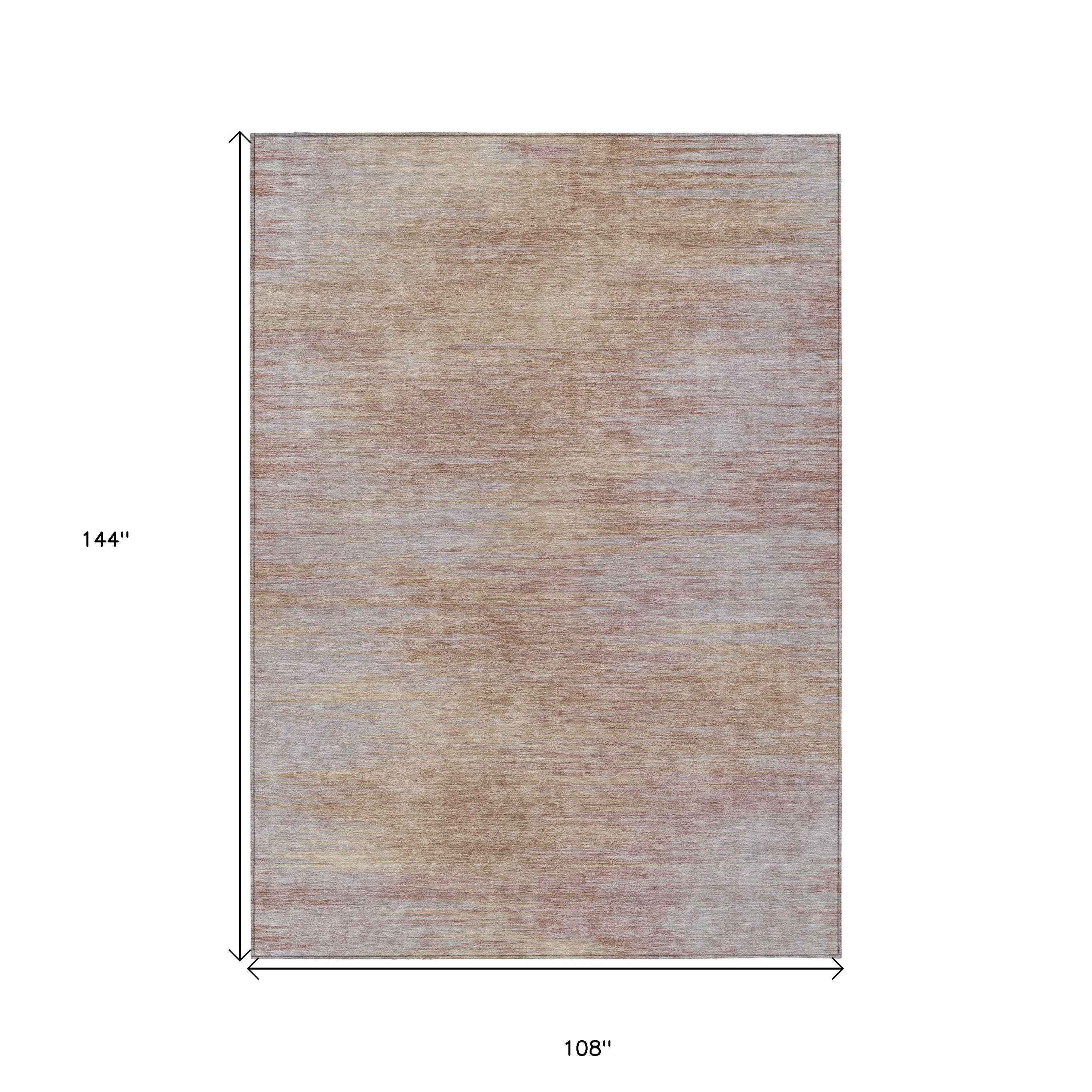 9' X 12' Merlot And Beige Abstract Washable Indoor Outdoor Area Rug