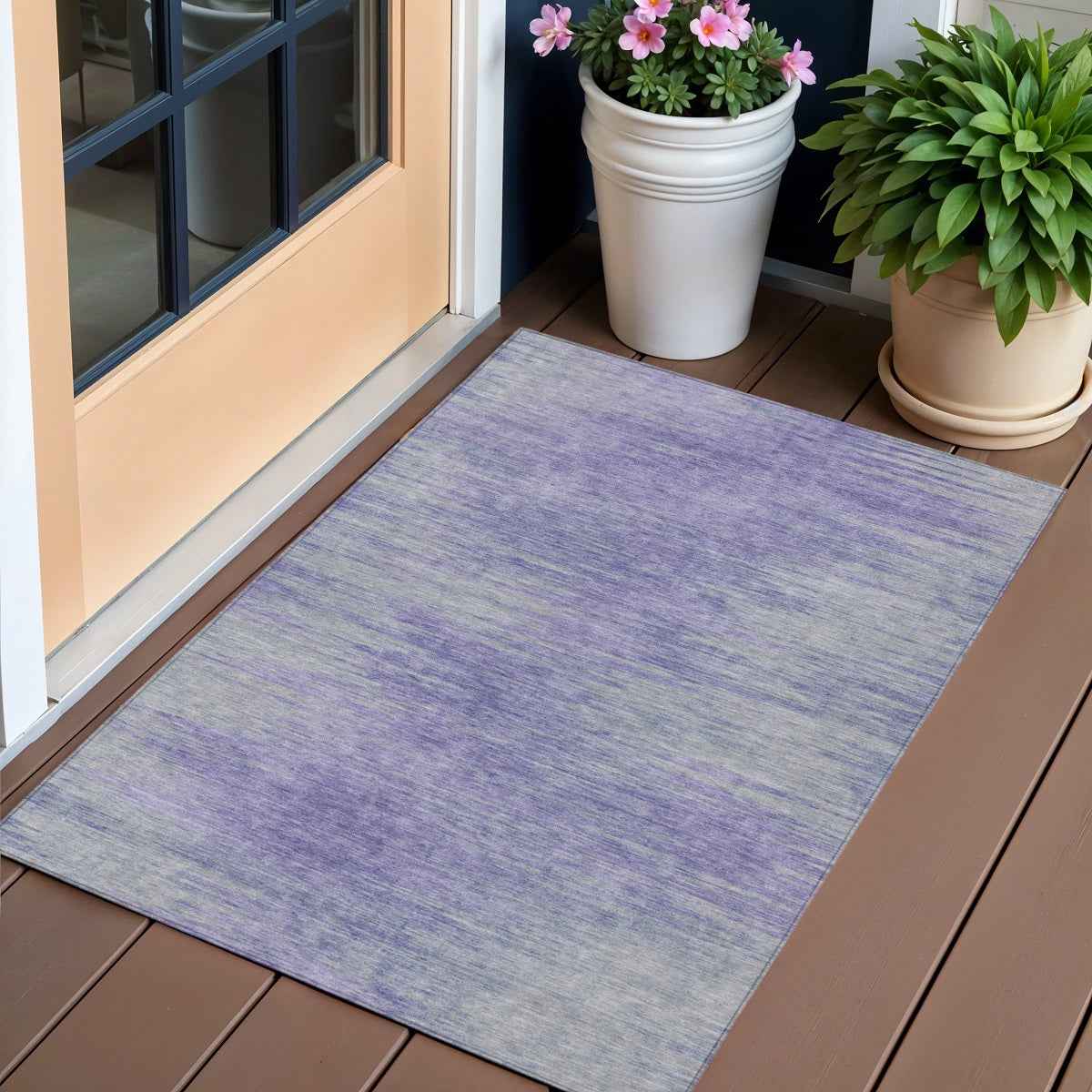 3' X 5' Plum And Purple Abstract Washable Indoor Outdoor Area Rug