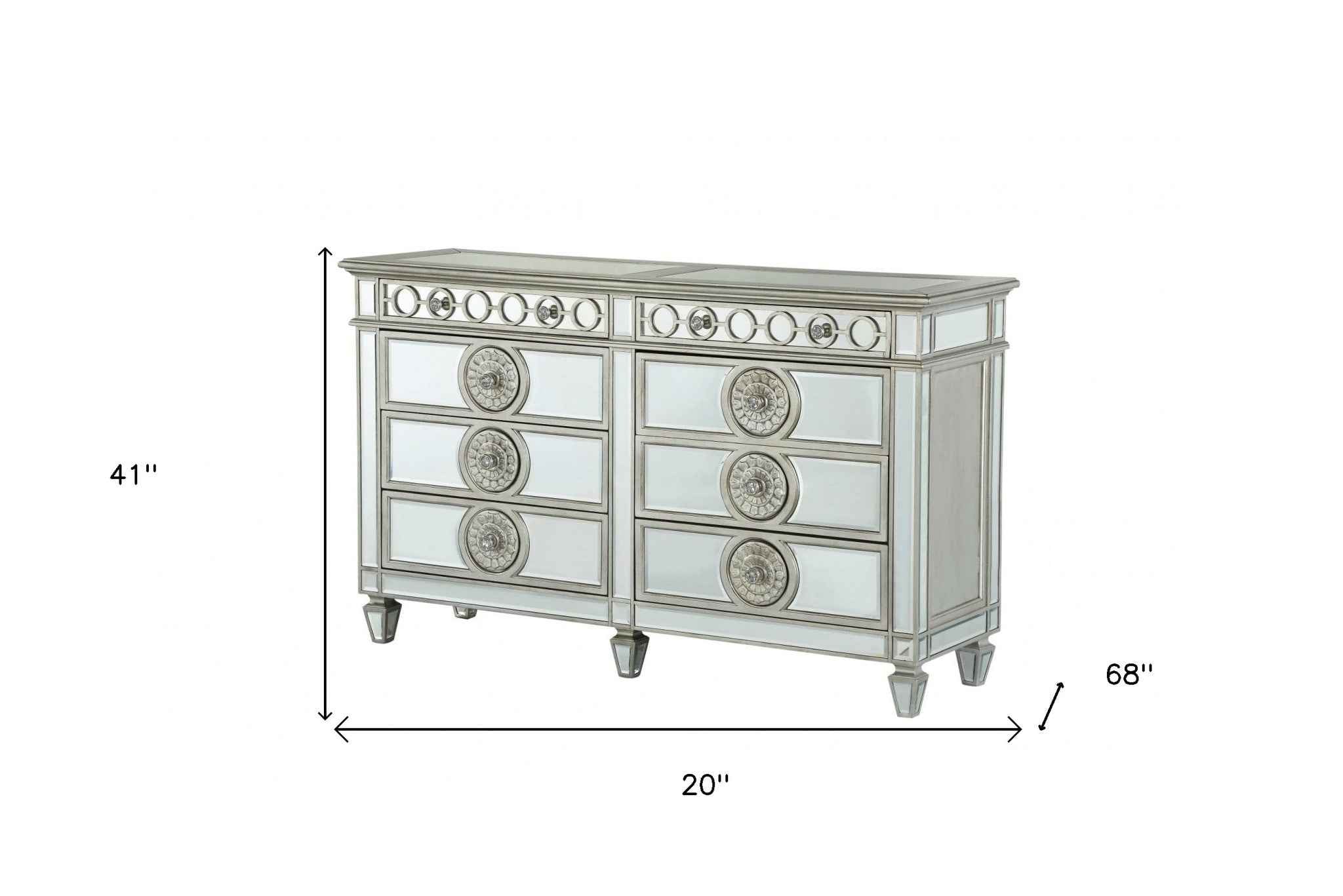20" Gray Solid Wood Six Drawer Double Dresser