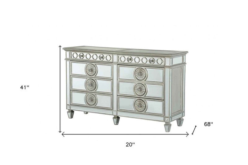 20" Gray Solid Wood Six Drawer Double Dresser