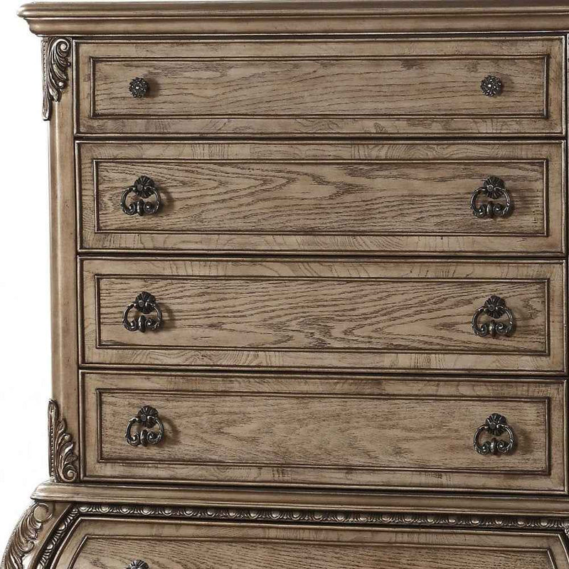 21" X 42" X 57" Vintage Oak Wood Chest