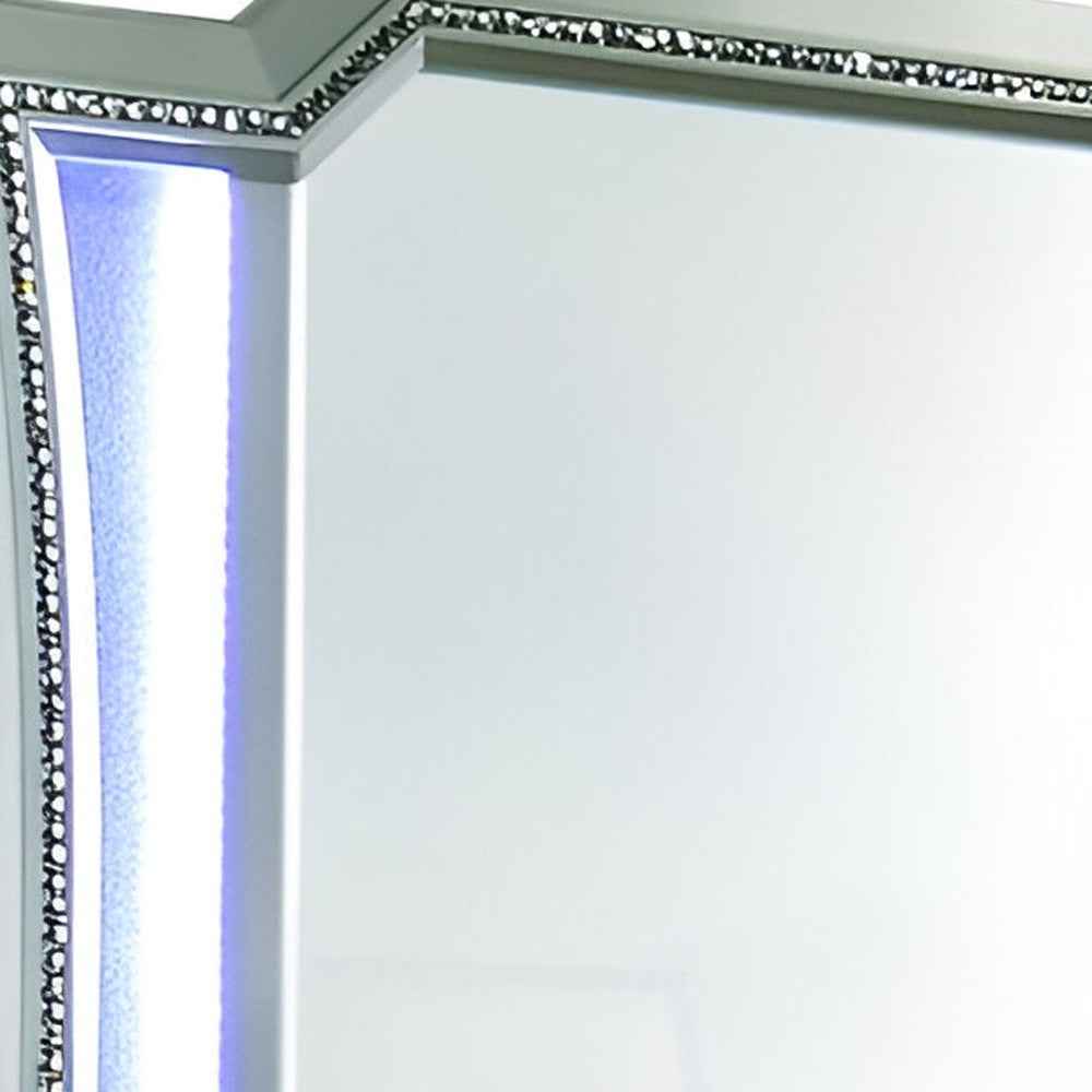 38" Champagne Abstract Wood Framed Mounted Dresser Mirror