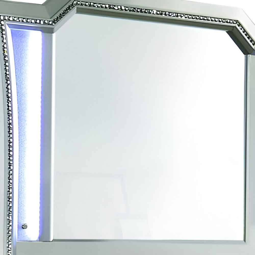 38" Champagne Abstract Wood Framed Mounted Dresser Mirror