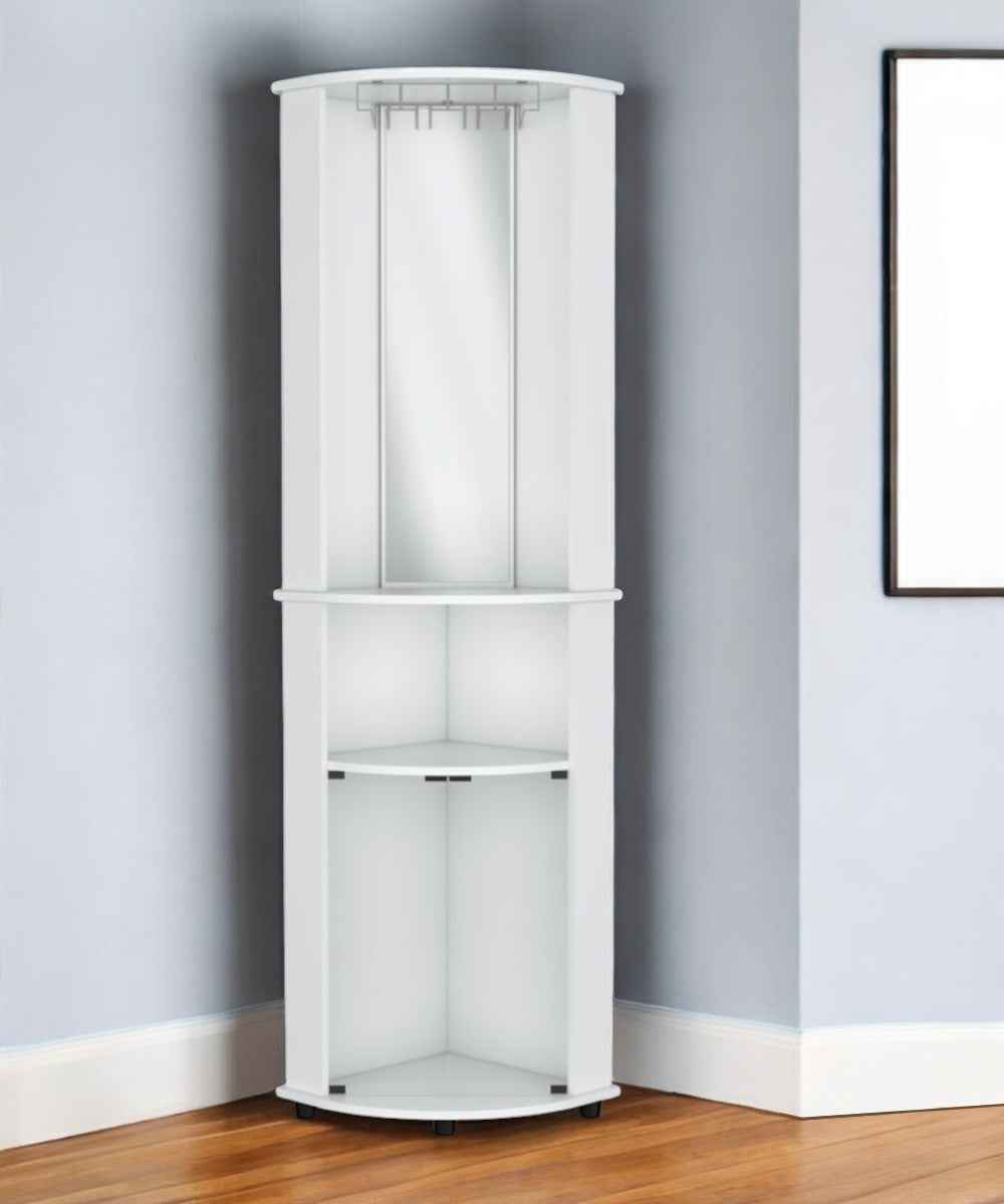 75" White Wood Corner Bar Cabinet With Three Shelves Default Title