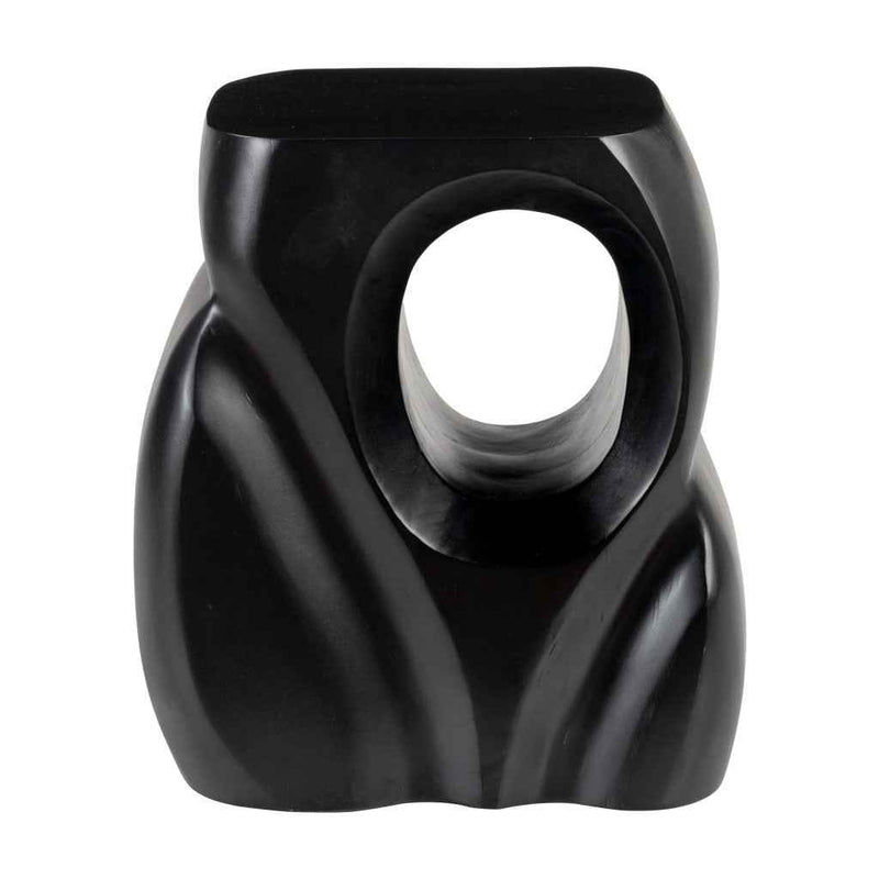 16" Black Solid Wood Figurine End Table