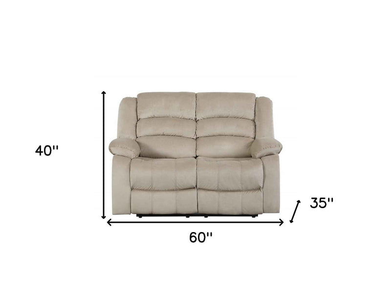 Two Piece Indoor Beige Microsuede Five Person Seating Set