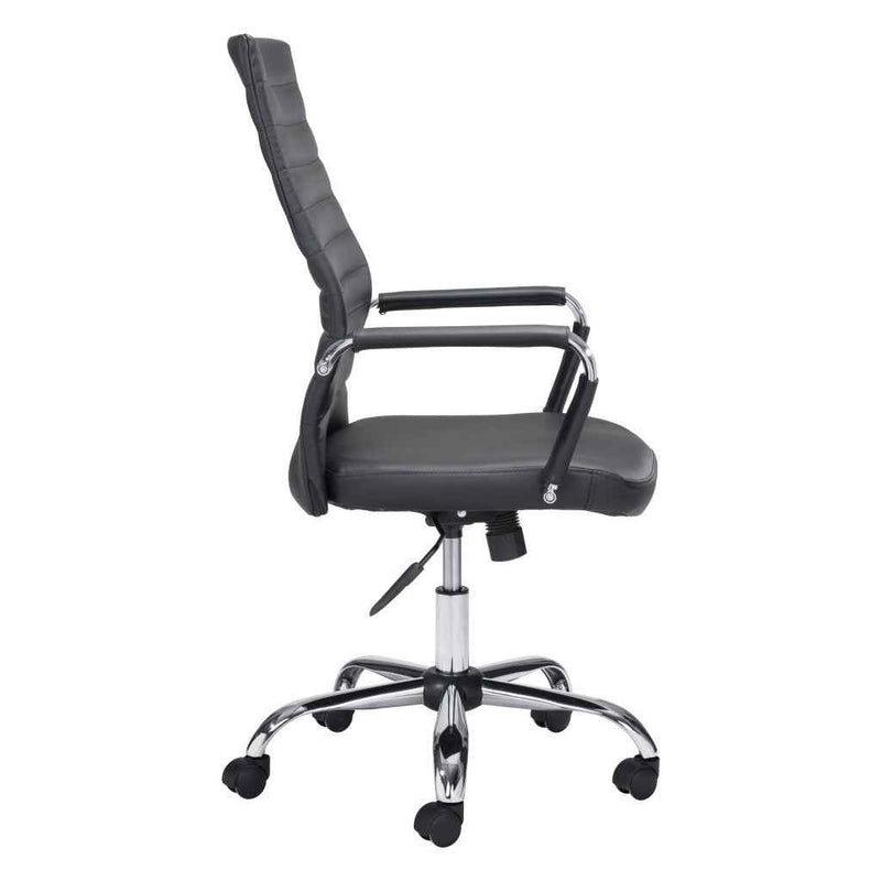 Silver and Black Adjustable Swivel Faux Leather Rolling Conference Office Chair