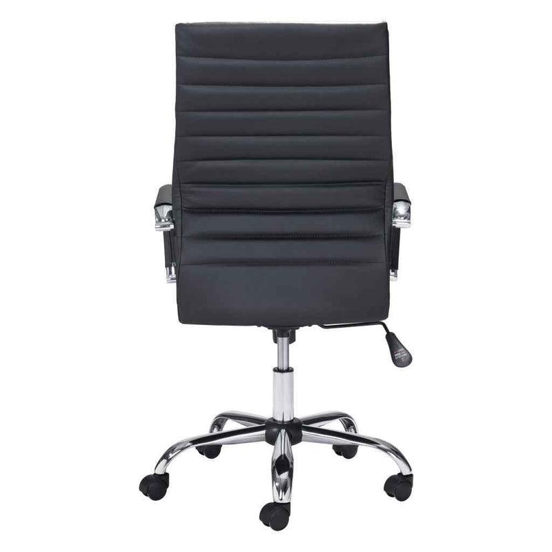 Silver and Black Adjustable Swivel Faux Leather Rolling Conference Office Chair