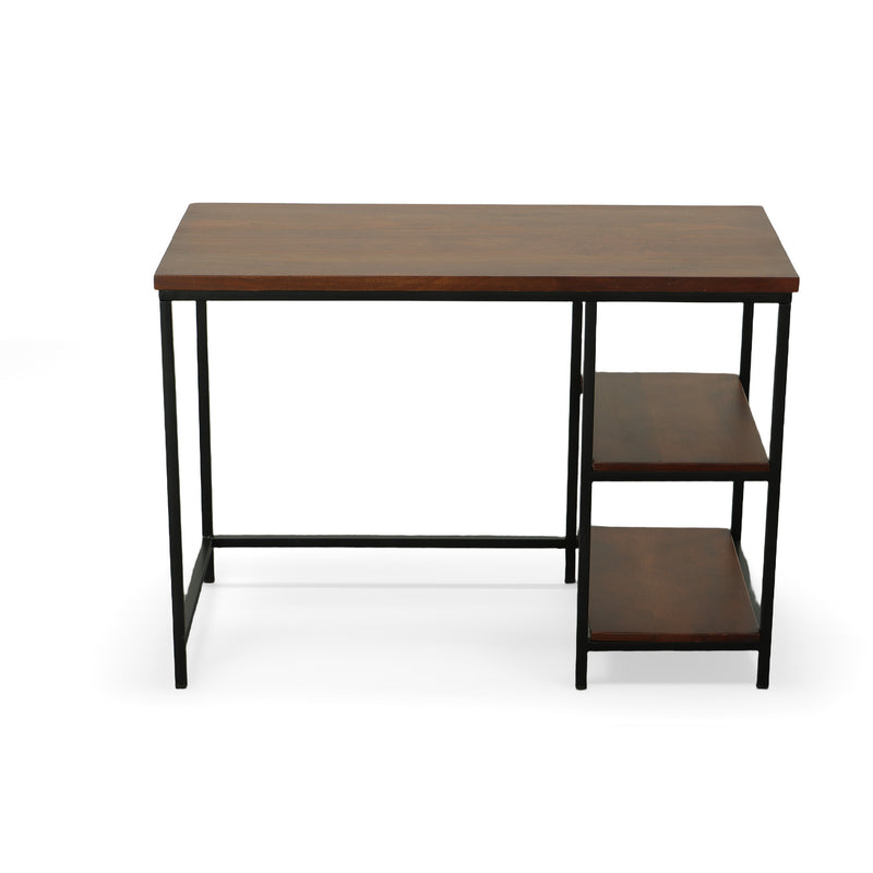 42" Chestnut and Black Solid Wood and Metal Computer Desk
