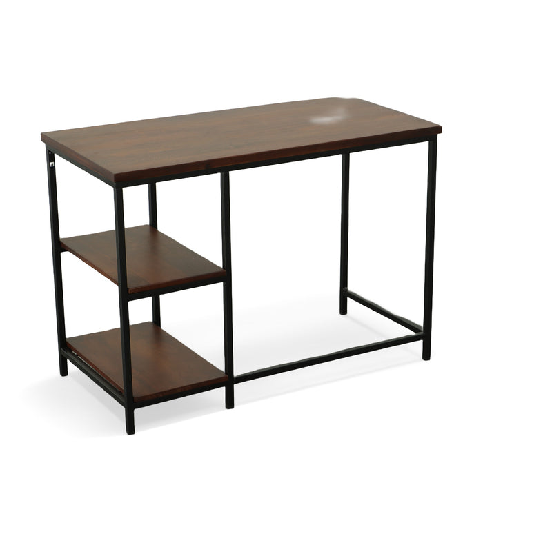 42" Chestnut and Black Solid Wood and Metal Computer Desk