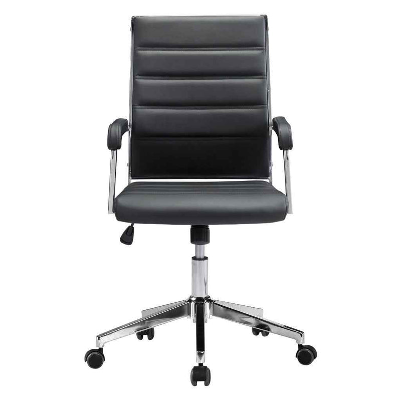 Silver and Black Adjustable Swivel Faux Leather Rolling Conference Office Chair