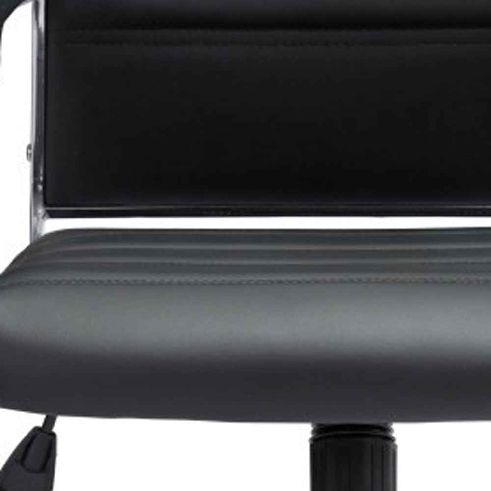 Silver and Black Adjustable Swivel Faux Leather Rolling Conference Office Chair