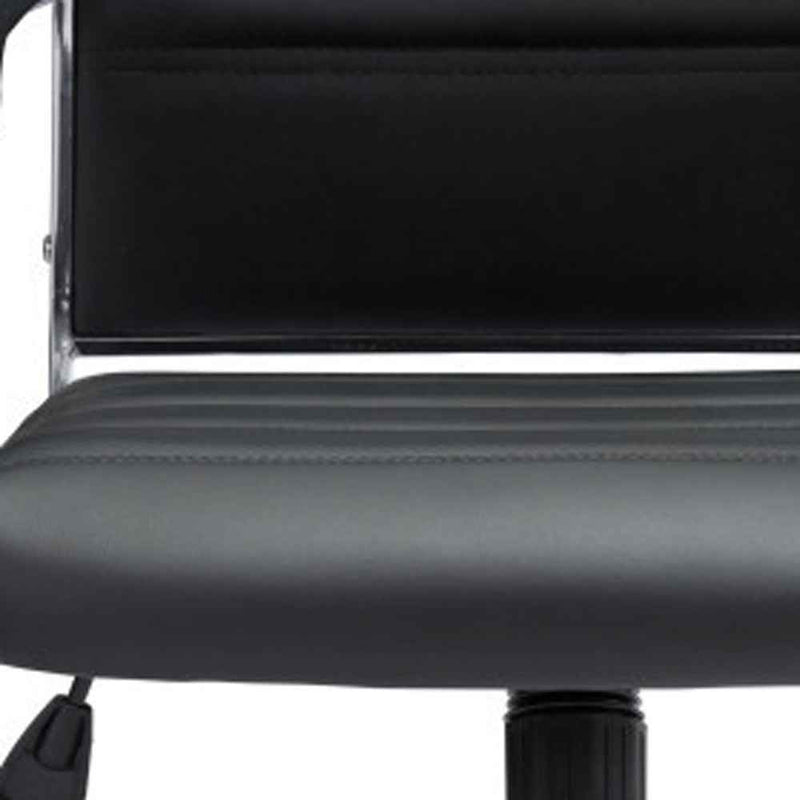 Silver and Black Adjustable Swivel Faux Leather Rolling Conference Office Chair