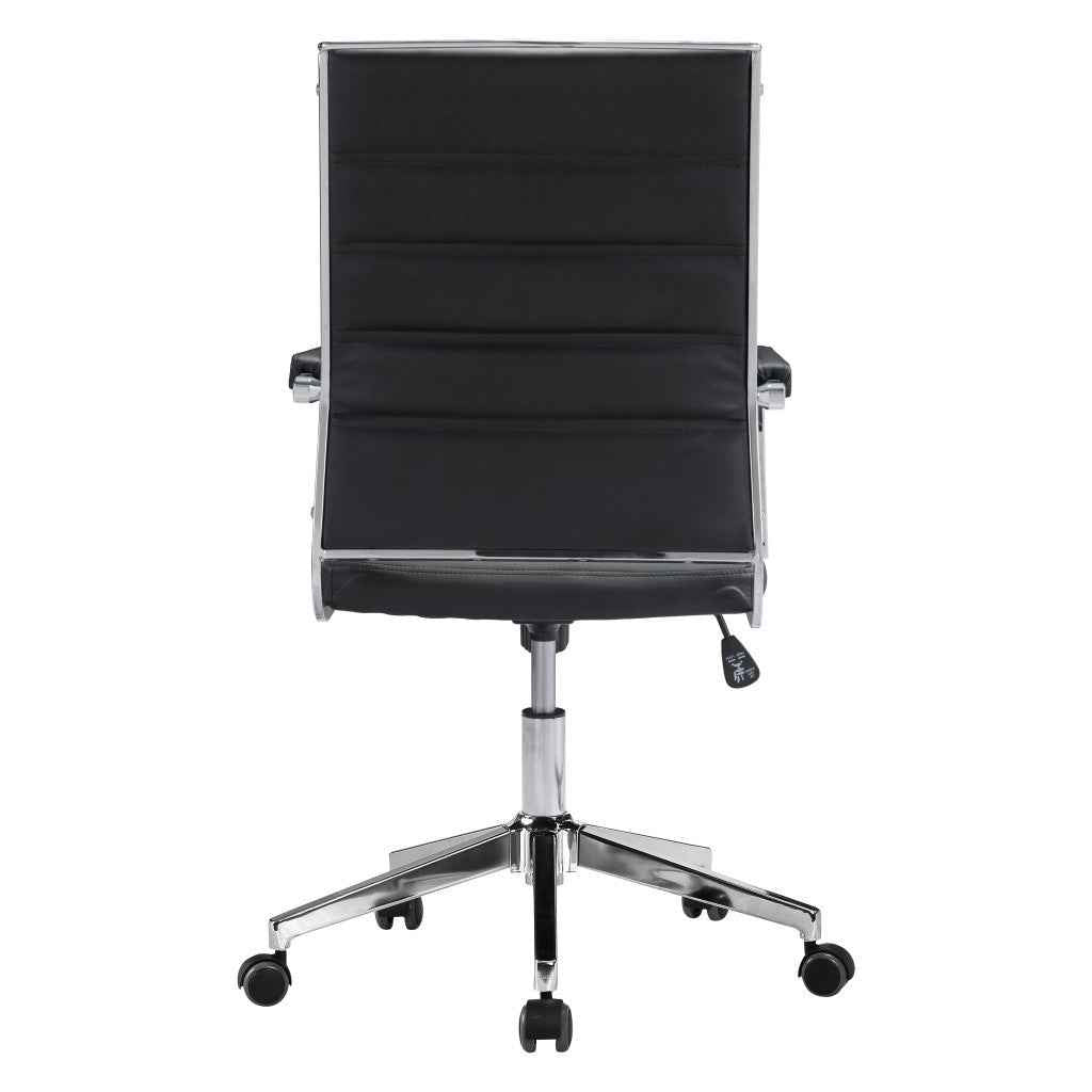 Silver and Black Adjustable Swivel Faux Leather Rolling Conference Office Chair
