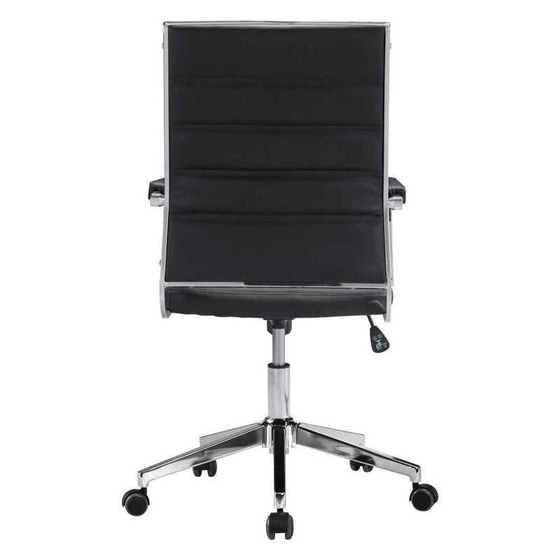 Silver and Black Adjustable Swivel Faux Leather Rolling Conference Office Chair