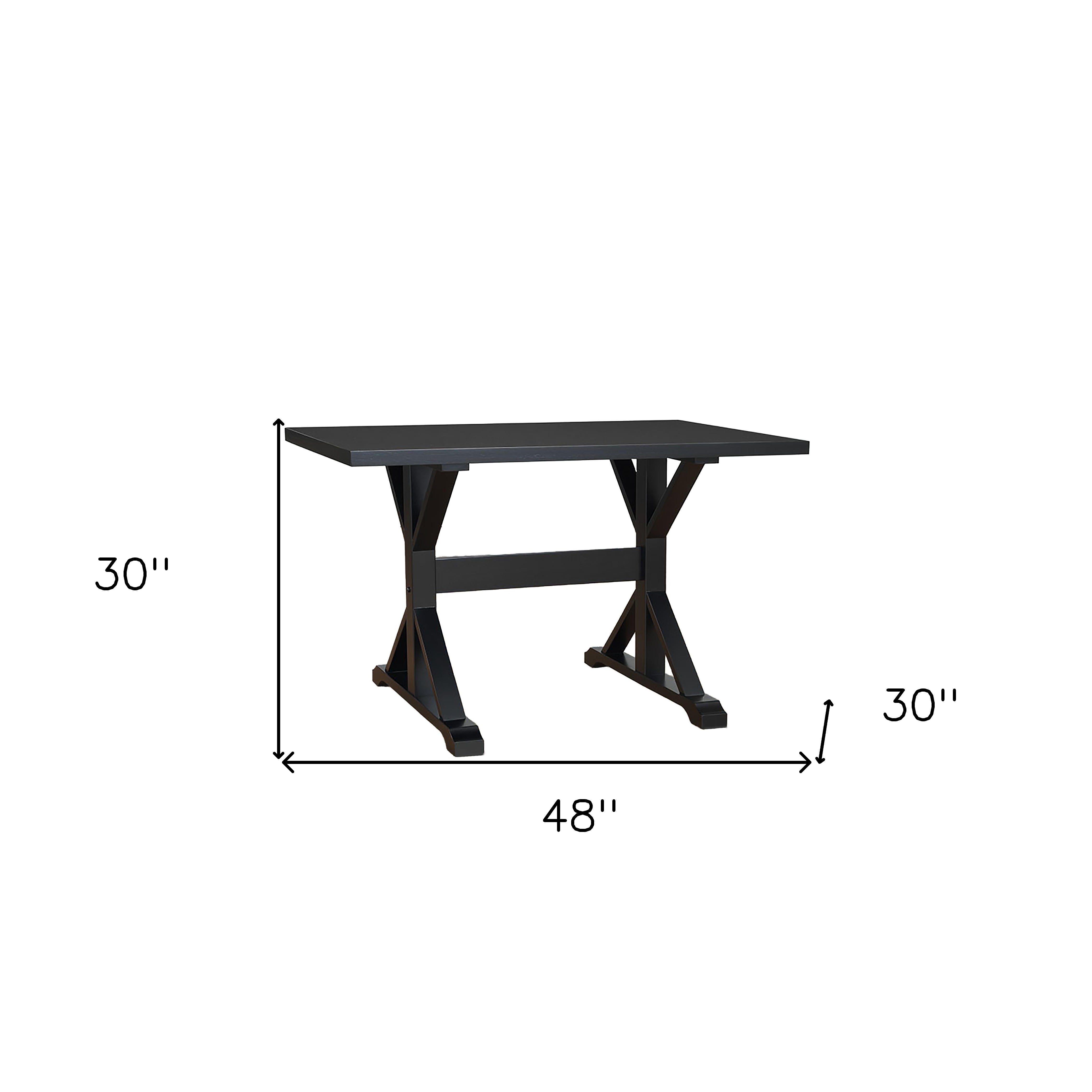 48" Black Solid Wood Trestle Writing Desk Default Title