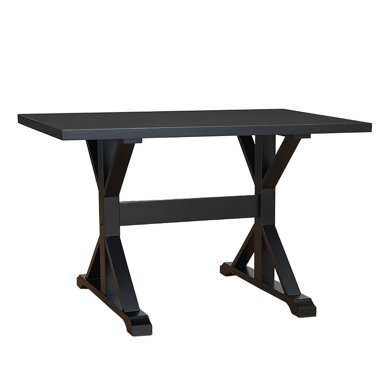 48" Black Solid Wood Trestle Writing Desk