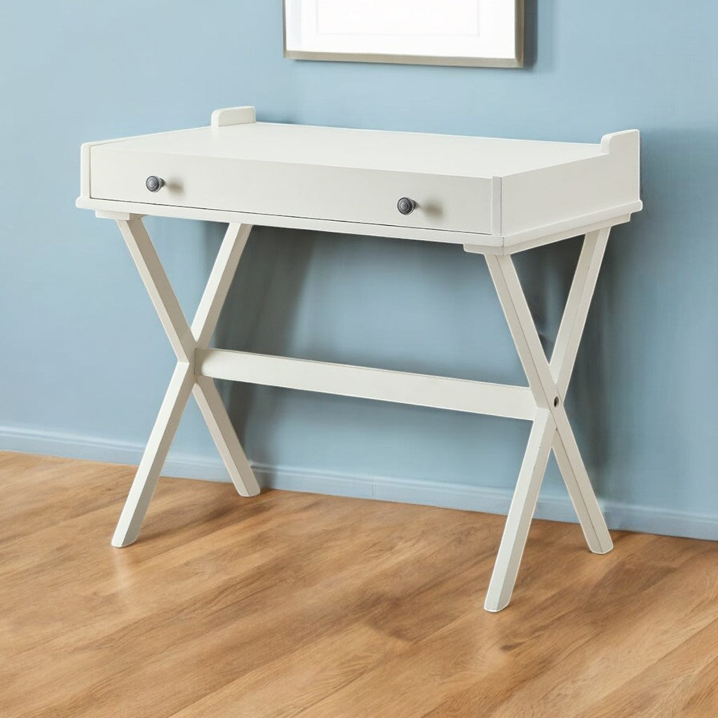 34" Antiqued White Wood Flip Top Desk Default Title