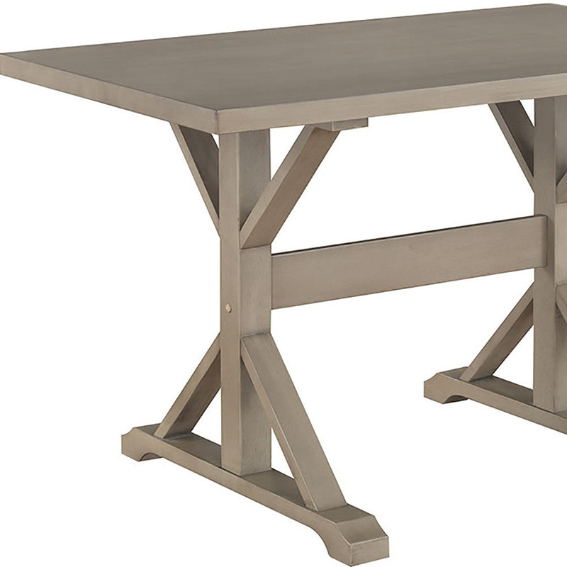 48" Gray Solid Wood Trestle Writing Desk