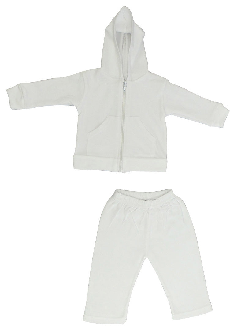 White Interlock Sweat Pants And Hoodie Set 419nb - GreatEagleInc