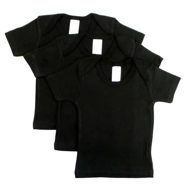 Black Short Sleeve Lap Shirt (pack Of 3) 0550bl3-18-24 - GreatEagleInc