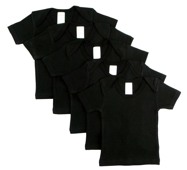 Black Short Sleeve Lap Shirt (pack Of 5) 0550bl5-18-24 - Black / 0-3 - Infant Wear