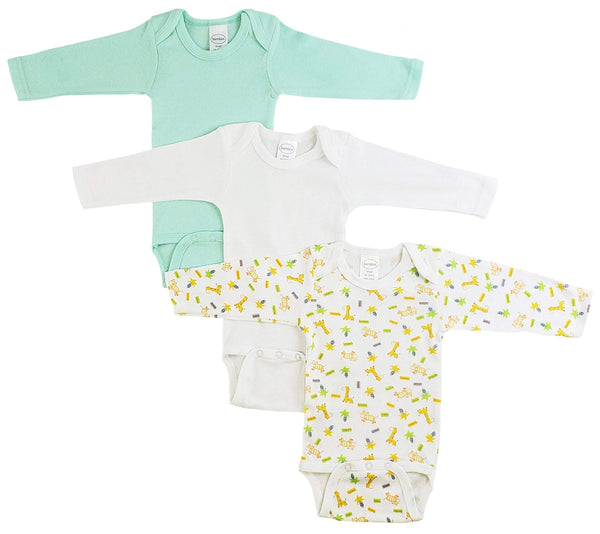 Boys Longsleeve Printed Onezie Variety Pack 102nb - White/Aqua/Print / Large - Infant Wear