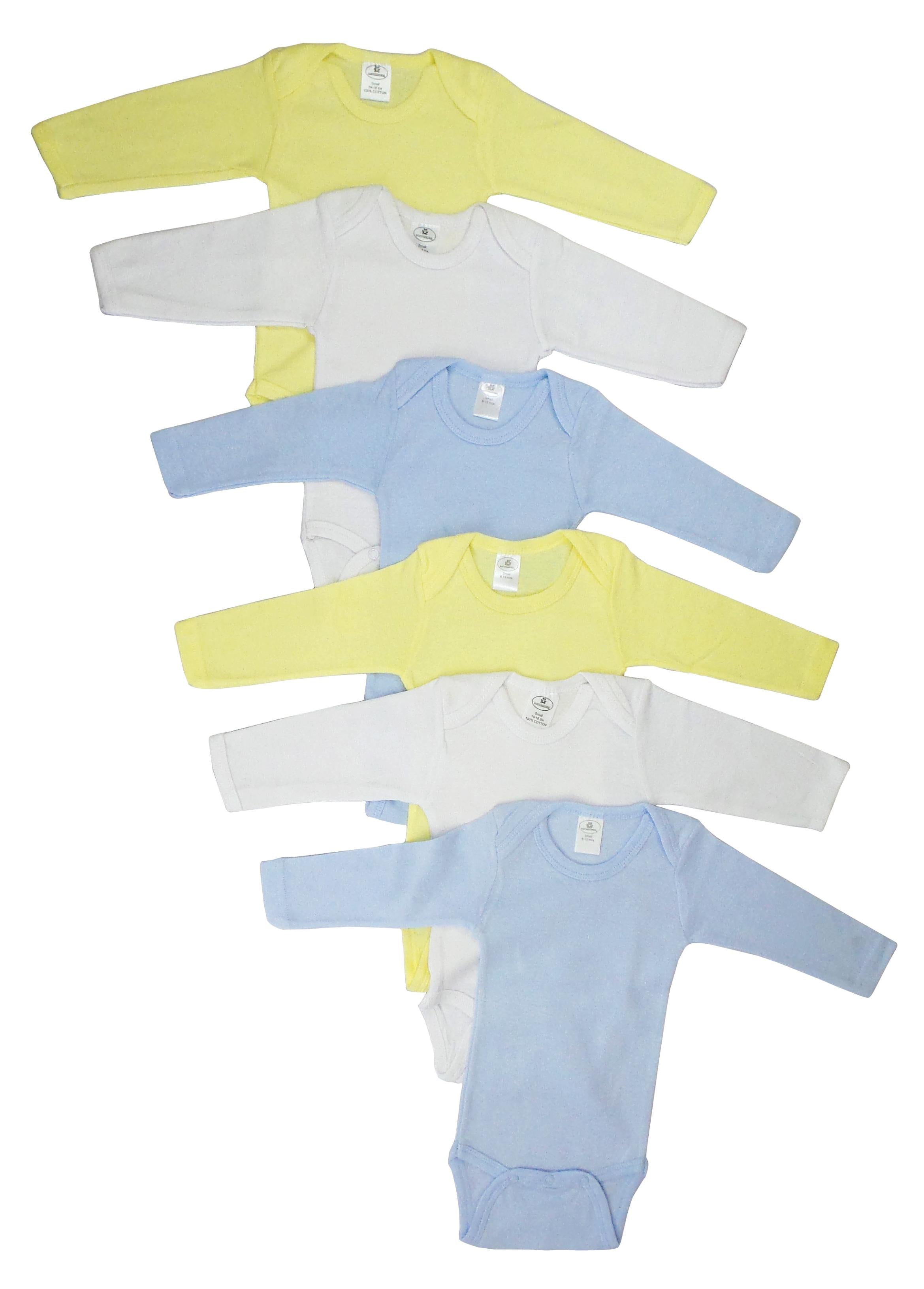 Boys Pastel Long Sleeve Onezie 6 Pack Cs_100m_100m - GreatEagleInc